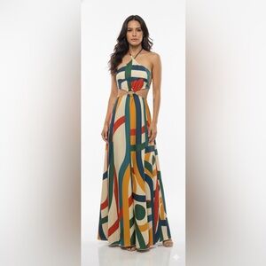 Colorful Striped Cutout Dress